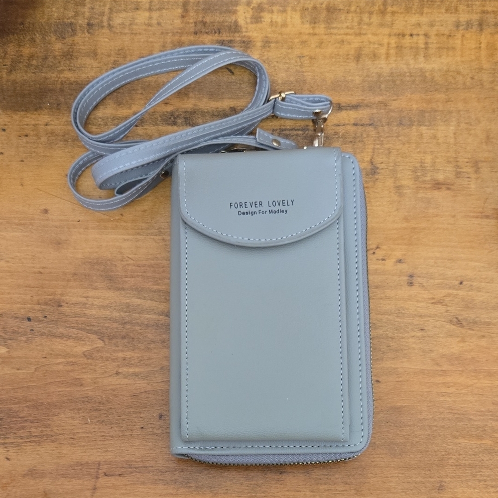 Forever Lovely Gray Vegan Crossbody Bag/Wallet